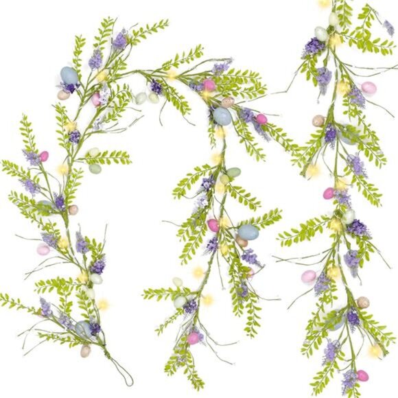 6 FT Easter Garland, Lighted Artificial Garlands with Egg, 20 LED Lights - Picture 9 of 10